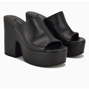 Nine West Olley Black Platform Slide on Sandals size 10